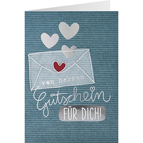 Sheepworld, Gruss & Co - 77892 - Klappkarte, Drahtkarte, Nr. 43, Gutschein für dich!, Umschlag, blau von Sheepworld AG