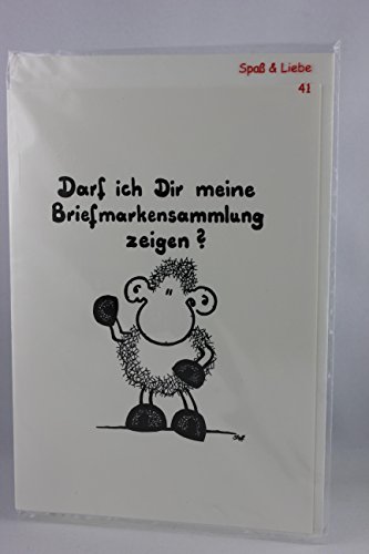 Sheepworld - 55172 - Klappkarte, Spaß und Liebe, mit Umschlag, Schaf, Darf ich Dir Meine Briefmarkensammlung Zeigen? Beeindruckend, ich weiß. von Sheepworld