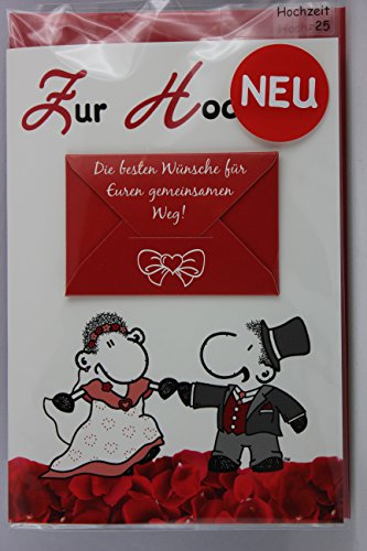 Sheepworld - 55467 - Stanzkarte, Klappkarte Nr. 25, Hochzeit, mit Umschlag, Zur Hochzeit Die besten Wünsche für Euren gemeinsamen Weg! Zwei Herzen ein Schlag von Sheepworld