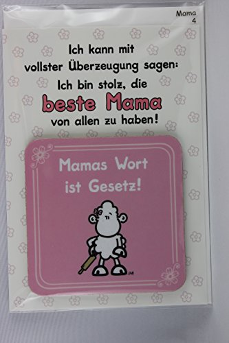 Sheepworld - 81006 - Klappkarte mit Untersetzer Nr. 4, Mama, mit Umschlag, Untersetzer Kork von Sheepworld