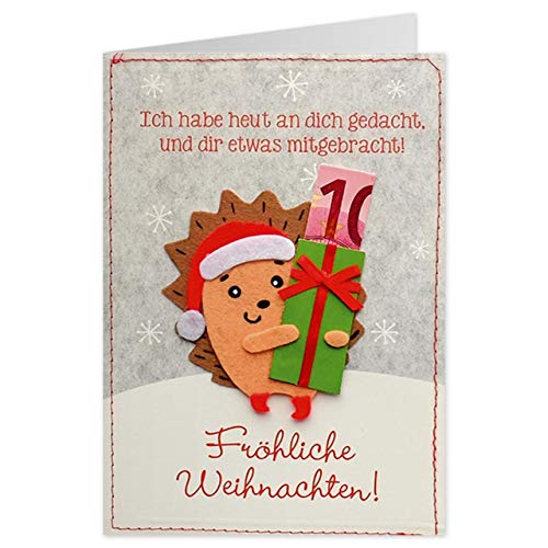 Sheepworld - 90460 - Klappkarte, mit Umschlag, Weihnachten, Nr. 17, Filz, Geldgeschenk, Ich hab´ heut an Dich gedacht, und Dir etwas mitgebracht! Fröhliche Weihnachten! von Sheepworld