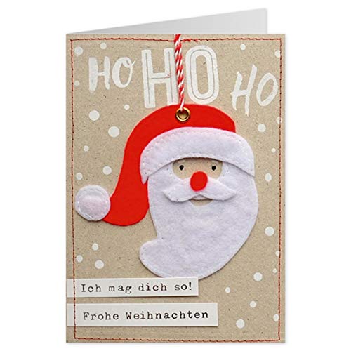 Sheepworld - 90468 - Klappkarte, mit Umschlag, Weihnachten, Nr. 25, Filz, Ho Ho Ho ich mag Dich so! Frohe Weihnachten von Sheepworld