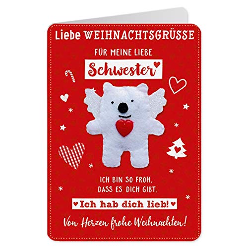 Sheepworld - 90476 - Klappkarte, mit Umschlag, Weihnachten, Nr. 33, Liebe Weihnachtsgrüsse für meine liebe Schwester von Sheepworld