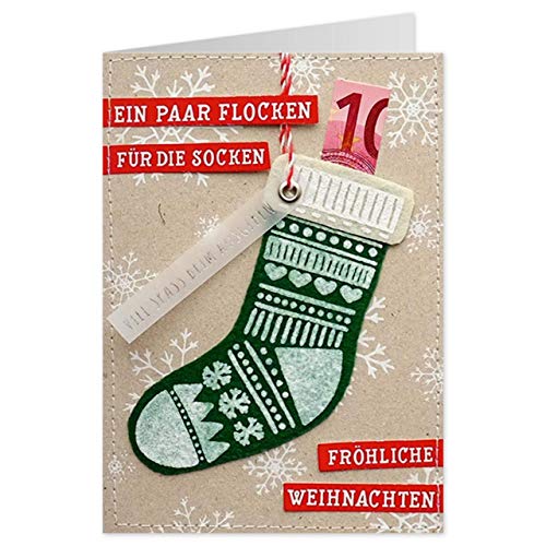 Sheepworld - 90701 - Klappkarte, mit Umschlag, Weihnachten, Nr. 19, Filz, Geldgeschenk, Ein paar Flocken für die Socken Fröhliche Weihnachten ... von Sheepworld