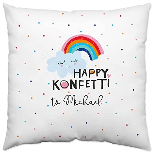 Sheepworld Kissen Motiv »Happy Konfetti to …!« mit Wunschnamen, weiß, personalisiert von Sheepworld