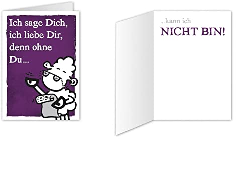 Sheepworld - Mini-Klappkarte, Spaß und Liebe Nr. 5 "Ich sage Dich, ich liebe Dir, denn ohne Du ... kann ich nicht bin!" (80505) von Sheepworld