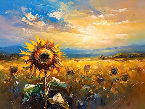 5D Diamond Painting Aquarell Sonnenblume Diamant Painting Bilder, Diamond Painting Set für Erwachsene und Kinder, Voll Diamant Kunst Malerei Kristall Stickerei Set, für Wand Home Decor 150x100cm S-361 von Shejyn