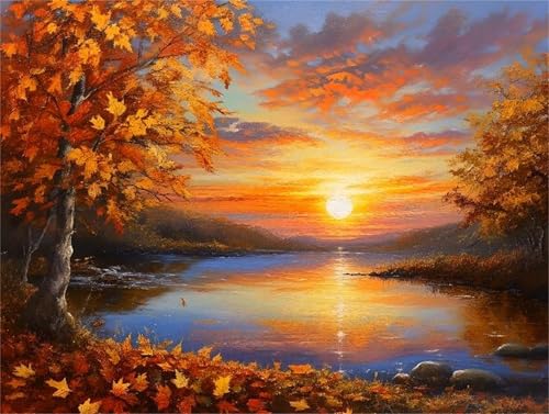 5D Diamond Painting Baum Sonnenuntergang Diamant Painting Bilder, Diamond Painting Set für Erwachsene und Kinder, Voll Diamant Kunst Malerei Kristall Stickerei Set, für Wand Home Decor 150x100cm S-353 von Shejyn