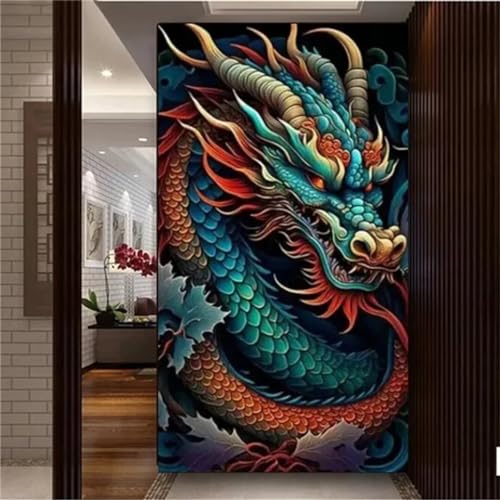 5D Diamond Painting Großes XXL 180x80cm, Diamand Painting Set China Diamant Painting Bilder Drachen DIY Diamand Painting Erwachsene Stickerei Kreuzstich Kunst Malerei Kits für Zimmer deko Wohnzimmer von Shejyn