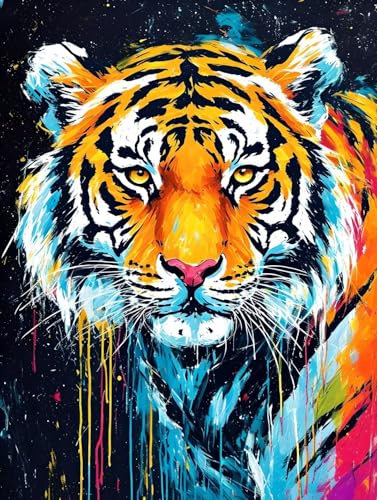 5D Diamond Painting Set, Diamant Painting Bilder Kit für Kinder Erwachsene, DIY Tiger Crystal Strass Stickerei Painting Diamant Malerei Kit, Home Büro Wall Dekoration Herbst Frau Geschenk 70x90cm L192 von Shejyn