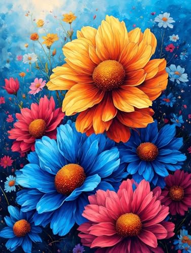 5D Diamond Painting Set für Erwachsene, Bunte Blumen Vollbohrer Diamant Malerei DIY Diamond Painting Bastelset für Wohnzimmer Wanddeko, Stickerei Set Kreuzstich Kunst Malerei 20x30cm L-67 von Shejyn