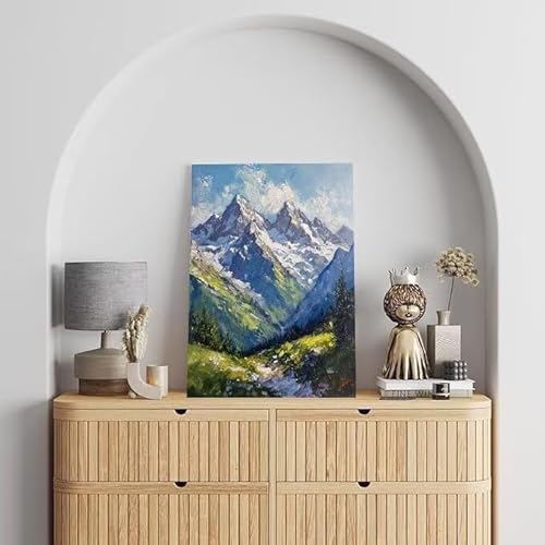 Berge und Flüsse Malen Nach Zahlen, Malen Nach Zahlen Erwachsene Landschaft, DIY Handgemalt Ölgemälde Kit für Anfänger und Kinder, Mit Pinsels und Acrylfarbe Als Geschenke, Ohne Rahmen 90x120 cm L568 von Shejyn