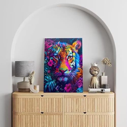 Blumen in Clustern Malen Nach Zahlen, Malen Nach Zahlen Erwachsene Tiger, DIY Handgemalt Ölgemälde Kit für Anfänger und Kinder, Mit Pinsels und Acrylfarbe Als Geschenke, Ohne Rahmen 25x35 cm L-278 von Shejyn