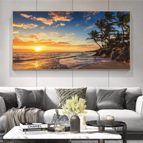 Diamond Painting 150x75cm, DIY 5D Strand Diamant Painting Bilder Erwachsene mit Eckige Full Drill Sonnenuntergang Diamond Painting Zubehör, Basteln Erwachsene Paintings für Home Wall Decor Geschenke von Shejyn