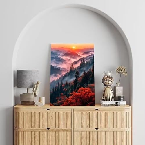 Gebirge Malen Nach Zahlen, Malen Nach Zahlen Erwachsene Sonnenaufgang, DIY Handgemalt Ölgemälde Kit für Anfänger und Kinder, Mit Pinsels und Acrylfarbe Als Geschenke, Ohne Rahmen 40x50 cm L-572 von Shejyn