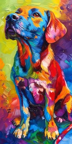 Malen Nach Zahlen, Farbe Hund Malen Nach Zahlen Erwachsene Kinder Groß XXL DIY Handgemalt Ölgemälde Kit, Bringen Mit 3-Pinseln und Senior Acrylfarben Malen, für Home Deko 70x140cm (Ohne Rahmen) S-18 von Shejyn