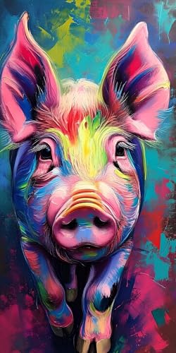 Malen Nach Zahlen, Farbe Schwein Malen Nach Zahlen Erwachsene Kinder Groß XXL DIY Handgemalt Ölgemälde Kit, Bringen Mit 3-Pinseln und Senior Acrylfarben Malen,für Home Deko 70x140cm (Ohne Rahmen) S-76 von Shejyn