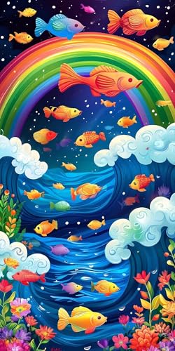 Malen Nach Zahlen, Regenbogen Fisch Malen Nach Zahlen Erwachsene Kinder Groß XXL DIY Handgemalt Ölgemälde Kit, Bringen Mit Pinseln und Senior Acrylfarben Malen, für Home Deko 80x160cm Ohne Rahmen S-11 von Shejyn