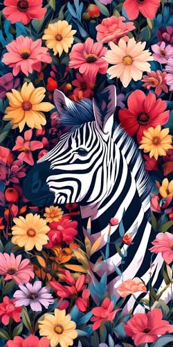 Malen Nach Zahlen, Zebra Blume Malen Nach Zahlen Erwachsene Kinder Groß XXL DIY Handgemalt Ölgemälde Kit, Bringen Mit 3-Pinseln und Senior Acrylfarben Malen, für Home Deko 100x200cm (Ohne Rahmen) S-7 von Shejyn