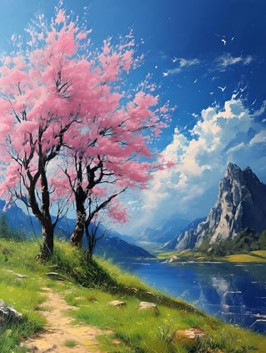 Malen Nach Zahlen Baum Landschaft Malen nach Zahlen Erwachsene, kinder Öl Leinwand Gemälde Set für Anfänger, bringen Mit 3-Pinseln und Senior Acrylfarben Malen, (Ohne Rahmen) Home Deko 80x100cm q-886 von Shejyn