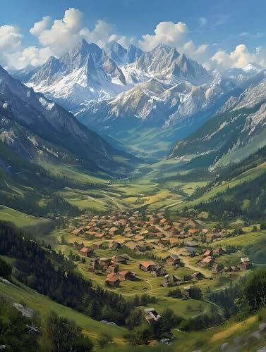 Malen Nach Zahlen Berg Landschaft Malen nach Zahlen Erwachsene, DIY kinder Öl Leinwand Gemälde Set für Anfänger,bringen Mit 3-Pinseln und Senior Acrylfarben Malen,(Ohne Rahmen) Home Deko 40x50cm q-858 von Shejyn