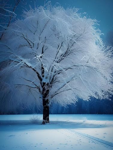 Malen Nach Zahlen Erwachsene, Schnee Baum Malen Nach Zahlen Kinder DIY Handgemalt Ölgemälde Kit, Knitterfreie Leinwand, Pinsels und Hochwertige Acrylfarbe, Kreativität Malen Nach Zahlen 90x120cm q-930 von Shejyn