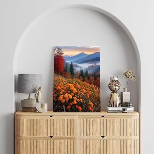 Malen Nach Zahlen Erwachsene Berge und Flüsse, DIY Handgemalt Ölgemälde Gemälde Kits, Leinwand Bilder Blume, für Kinder und Anfänger, paint by numbers Wandbilder Wohnzimmer, Ohne Rahmen 80x110 cm L570 von Shejyn