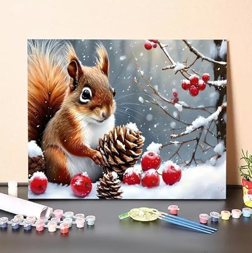 Malen Nach Zahlen Erwachsene Eichhörnchen, DIY Handgemalt Ölgemälde Gemälde Kits, Leinwand Bilder Tier, für Kinder und Anfänger, paint by numbers Wandbilder Wohnzimmer, Ohne Rahmen 100x130 cm L-617 von Shejyn