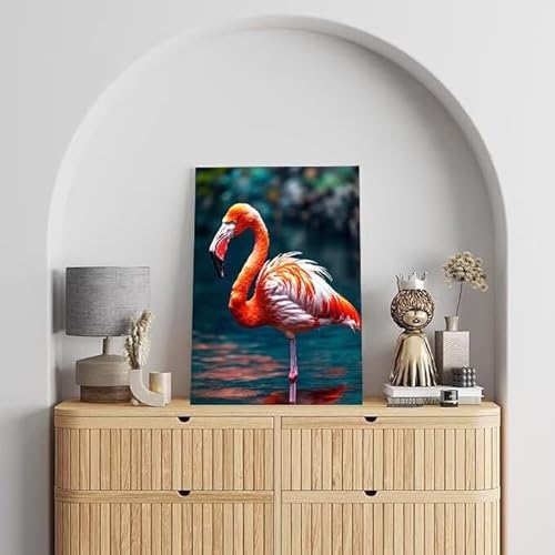 Malen Nach Zahlen Erwachsene Flamingo, DIY Handgemalt Ölgemälde Gemälde Kits, Leinwand Bilder Flüsse, für Kinder und Anfänger, paint by numbers Wandbilder Wohnzimmer, Ohne Rahmen 20x30 cm L-306 von Shejyn