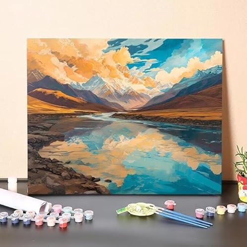 Malen Nach Zahlen Erwachsene Flüsse, DIY Handgemalt Ölgemälde Gemälde Kits, Leinwand Bilder Landschaft, für Kinder und Anfänger, paint by numbers Wandbilder Wohnzimmer, Ohne Rahmen 100x130 cm L-190 von Shejyn