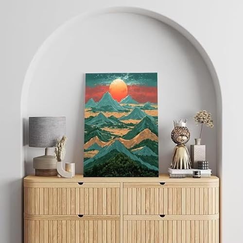 Malen Nach Zahlen Erwachsene Gebirge, DIY Handgemalt Ölgemälde Gemälde Kits, Leinwand Bilder Landschaft, für Kinder und Anfänger, paint by numbers Wandbilder Wohnzimmer, Ohne Rahmen 100x130 cm L-571 von Shejyn