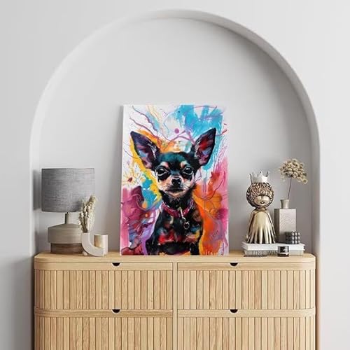 Malen Nach Zahlen Erwachsene Hund, DIY Handgemalt Ölgemälde Gemälde Kits, Leinwand Bilder Haustier, für Kinder und Anfänger, paint by numbers Wandbilder Wohnzimmer, Ohne Rahmen 100x130 cm L-152 von Shejyn