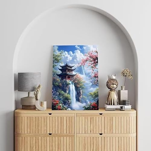 Malen Nach Zahlen Erwachsene Landschaft, DIY Handgemalt Ölgemälde Gemälde Kits, Leinwand Bilder Architektur, für Kinder und Anfänger, paint by numbers Wandbilder Wohnzimmer, Ohne Rahmen 80x110 cm L576 von Shejyn