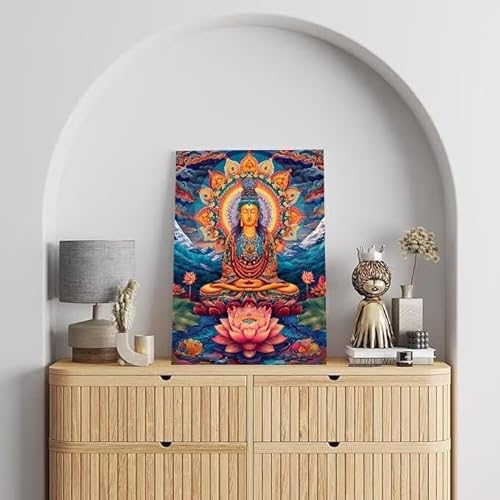 Malen Nach Zahlen Erwachsene Lotus, DIY Handgemalt Ölgemälde Gemälde Kits, Leinwand Bilder Zen Buddhismus, für Kinder und Anfänger, paint by numbers Wandbilder Wohnzimmer, Ohne Rahmen 30x40 cm L-192 von Shejyn