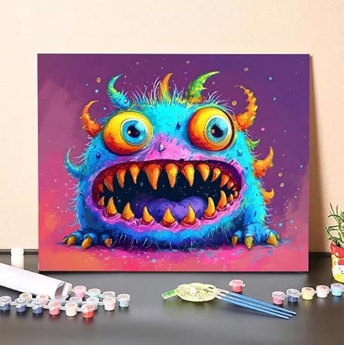 Malen Nach Zahlen Erwachsene Monster, DIY Handgemalt Ölgemälde Gemälde Kits, Leinwand Bilder Cartoon, für Kinder und Anfänger, paint by numbers Wandbilder Wohnzimmer, Ohne Rahmen 20x30 cm L-163 von Shejyn