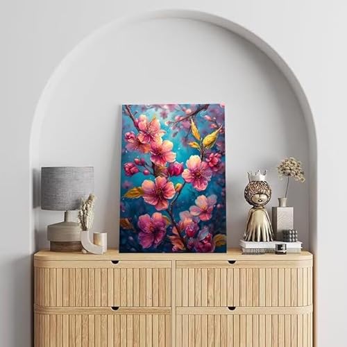 Malen Nach Zahlen Erwachsene Pfirsichblüte, DIY Handgemalt Ölgemälde Gemälde Kits, Leinwand Bilder Botanik, für Kinder und Anfänger, paint by numbers Wandbilder Wohnzimmer, Ohne Rahmen 20x30 cm L-619 von Shejyn