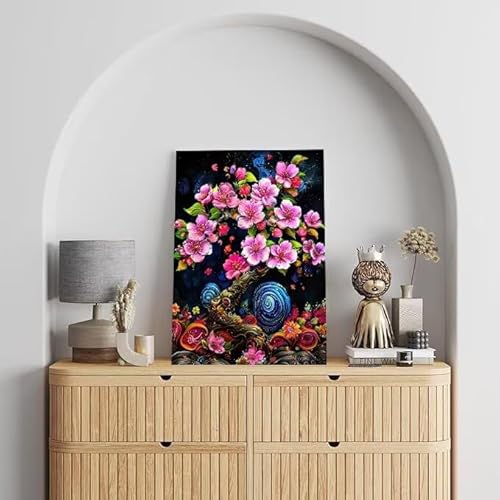 Malen Nach Zahlen Erwachsene Pfirsichblüte, DIY Handgemalt Ölgemälde Gemälde Kits, Leinwand Bilder schön, für Kinder und Anfänger, paint by numbers Wandbilder Wohnzimmer, Ohne Rahmen 30x40 cm L-618 von Shejyn