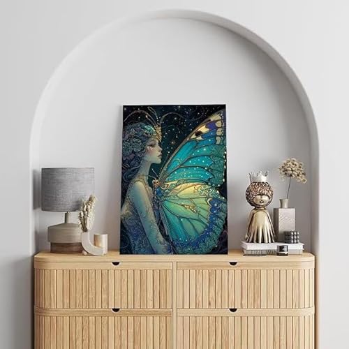 Malen Nach Zahlen Erwachsene Schmetterling, DIY Handgemalt Ölgemälde Gemälde Kits, Leinwand Bilder Frau, für Kinder und Anfänger, paint by numbers Wandbilder Wohnzimmer, Ohne Rahmen 100x130 cm L-218 von Shejyn