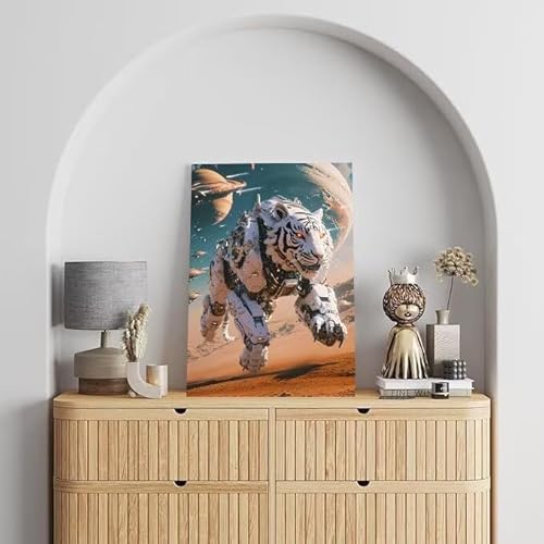 Malen Nach Zahlen Erwachsene Tiger, DIY Handgemalt Ölgemälde Gemälde Kits, Leinwand Bilder Mechanik, für Kinder und Anfänger, paint by numbers Wandbilder Wohnzimmer, Ohne Rahmen 80x110 cm L-221 von Shejyn