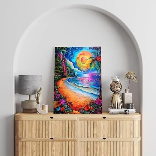 Malen Nach Zahlen Erwachsene Traum, DIY Handgemalt Ölgemälde Gemälde Kits, Leinwand Bilder Strand, für Kinder und Anfänger, paint by numbers Wandbilder Wohnzimmer, Ohne Rahmen 100x130 cm L-452 von Shejyn