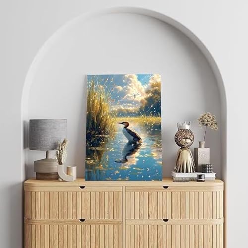 Malen Nach Zahlen Erwachsene Vogel, DIY Handgemalt Ölgemälde Gemälde Kits, Leinwand Bilder Landschaft, für Kinder und Anfänger, paint by numbers Wandbilder Wohnzimmer, Ohne Rahmen 80x110 cm L-489 von Shejyn