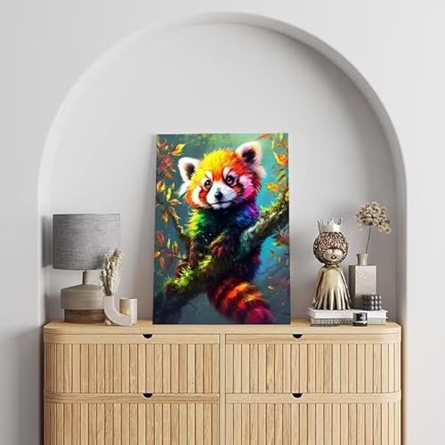 Malen Nach Zahlen Erwachsene Waschbär, DIY Handgemalt Ölgemälde Gemälde Kits, Leinwand Bilder Farbe, für Kinder und Anfänger, paint by numbers Wandbilder Wohnzimmer, Ohne Rahmen 100x130 cm L-302 von Shejyn