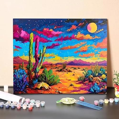 Malen Nach Zahlen Erwachsene Wüste, DIY Handgemalt Ölgemälde Gemälde Kits, Leinwand Bilder Landschaft, für Kinder und Anfänger, paint by numbers Wandbilder Wohnzimmer, Ohne Rahmen 80x110 cm L-561 von Shejyn