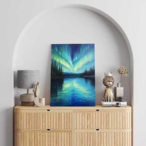 See Malen Nach Zahlen, Malen Nach Zahlen Erwachsene Aurora, DIY Handgemalt Ölgemälde Kit für Anfänger und Kinder, Mit Pinsels und Acrylfarbe Als Geschenke, Ohne Rahmen 40x50 cm L-211 von Shejyn