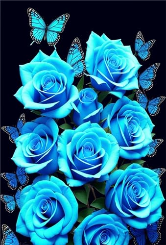 Shejyn 5D Diamond Painting Set Groß blue rose Diamant Painting Bilder 10x20cm Diamond Art Bastelset Erwachsene Full DIY Diamant Kunst Malerei Stickerei Set Kreuzstich Bilder Kinder, Home Wand Dekor von Shejyn