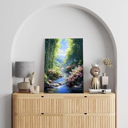 Shejyn Bambus Malen Nach Zahlen, Malen Nach Zahlen Erwachsene Landschaft, DIY Handgemalt Ölgemälde Kit für Anfänger und Kinder, Mit Pinsels und Acrylfarbe Als Geschenke, Ohne Rahmen 90x120 cm L-699 von Shejyn