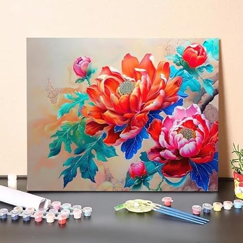 Shejyn Blume Malen Nach Zahlen, Malen Nach Zahlen Erwachsene Bild, DIY Handgemalt Ölgemälde Kit für Anfänger und Kinder, Mit Pinsels und Acrylfarbe Als Geschenke, Ohne Rahmen 90x120 cm L-264 von Shejyn