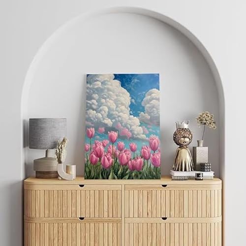 Shejyn Blume Malen Nach Zahlen, Malen Nach Zahlen Erwachsene Landschaft, DIY Handgemalt Ölgemälde Kit für Anfänger und Kinder, Mit Pinsels und Acrylfarbe Als Geschenke, Ohne Rahmen 90x120 cm L-234 von Shejyn