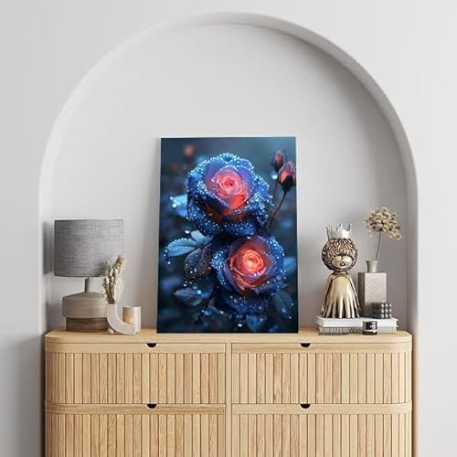 Shejyn Blume Malen Nach Zahlen, Malen Nach Zahlen Erwachsene Rose, DIY Handgemalt Ölgemälde Kit für Anfänger und Kinder, Mit Pinsels und Acrylfarbe Als Geschenke, Ohne Rahmen 90x120 cm L-252 von Shejyn