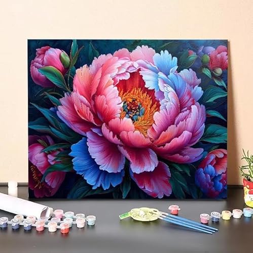 Shejyn Blume Malen Nach Zahlen, Malen Nach Zahlen Erwachsene schön, DIY Handgemalt Ölgemälde Kit für Anfänger und Kinder, Mit Pinsels und Acrylfarbe Als Geschenke, Ohne Rahmen 25x35 cm L-258 von Shejyn